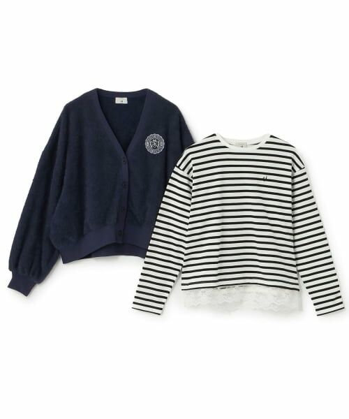 POM PONETTE AMI / ポンポネット アミ カーディガン・ボレロ | 【AMI】裏シャギーカーディガン×裾レースTシャツ | 詳細2