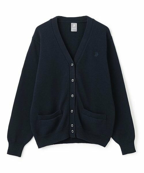 pom ponette junior / ポンポネット ジュニア カーディガン・ボレロ | ＊綿ニットVネックカーディガン（紺）