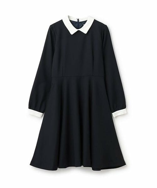 pom ponette junior / ポンポネット ジュニア ドレス | ＊サキソニー白衿ワンピース（紺）