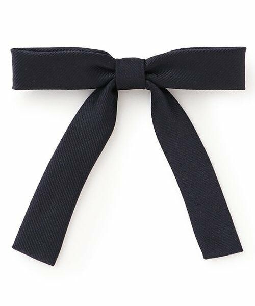 pom ponette junior / ポンポネット ジュニア ブローチ・コサージュ | ＊綾織無地リボンブローチ（紺）