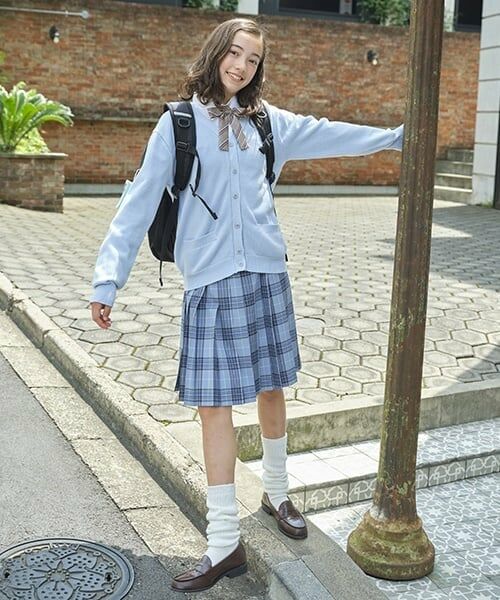 pom ponette junior / ポンポネット ジュニア ミニ・ひざ丈スカート | *TWプリーツチェックスカート（ブルー）