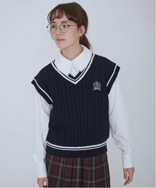 pom ponette junior / ポンポネット ジュニア カーディガン・ボレロ | *ラインニットベスト | 詳細1