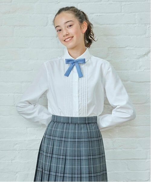 pom ponette junior / ポンポネット ジュニア シャツ・ブラウス | *【シワになりにくい】丸襟長袖シャツ（白）