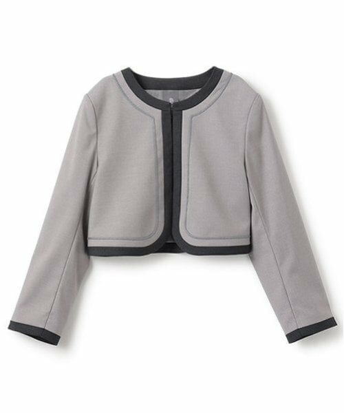 pom ponette junior / ポンポネット ジュニア テーラードジャケット | *ノーカラーボレロジャケット（ライト グレー）