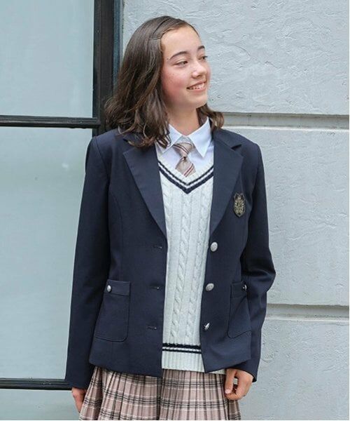 pom ponette junior / ポンポネット ジュニア テーラードジャケット | *エンブレムジャケット（紺）