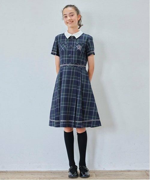 pom ponette junior / ポンポネット ジュニア ドレス | *半袖衿付きワンピース（紺）