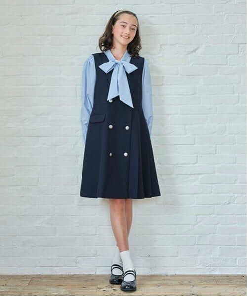 pom ponette junior / ポンポネット ジュニア ドレス | *プリーツ切替ジャンパースカート（紺）