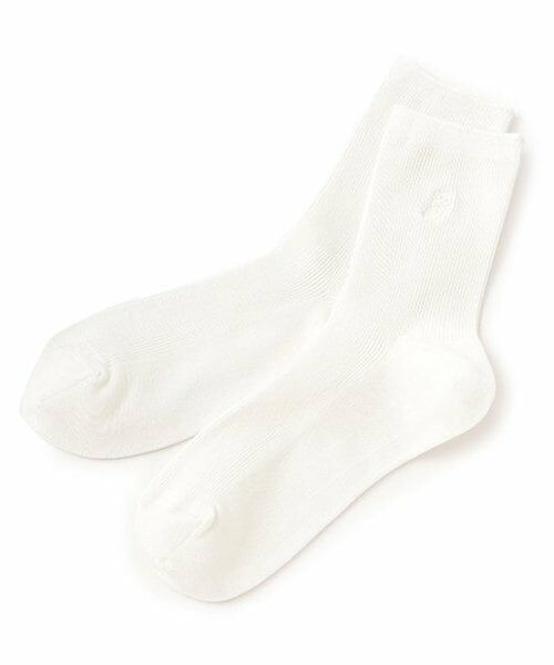 pom ponette junior / ポンポネット ジュニア ソックス | *細リブ刺繍クルーソックス（白）