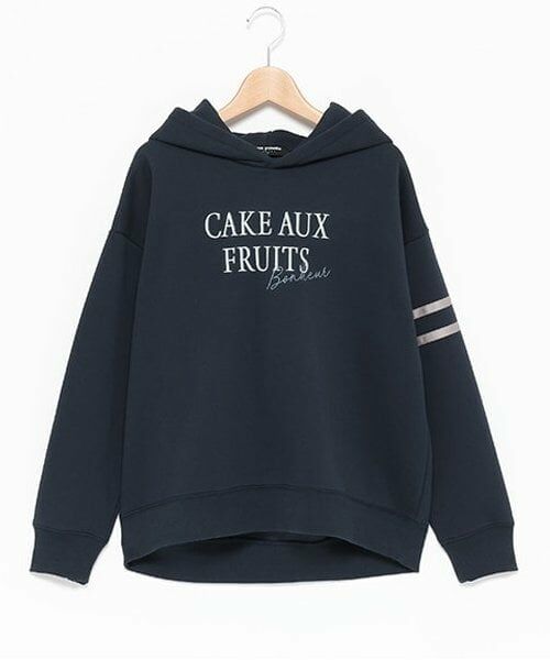 pom ponette junior / ポンポネット ジュニア パーカー | ラインスリーブ裏毛裏起毛パーカ（紺）