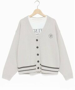 pom ponette junior / ポンポネット ジュニア カーディガン・ボレロ | ラインカーデ＋ロゴTシャツセット