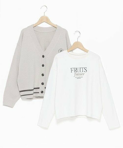 pom ponette junior / ポンポネット ジュニア カーディガン・ボレロ | ラインカーデ＋ロゴTシャツセット | 詳細2