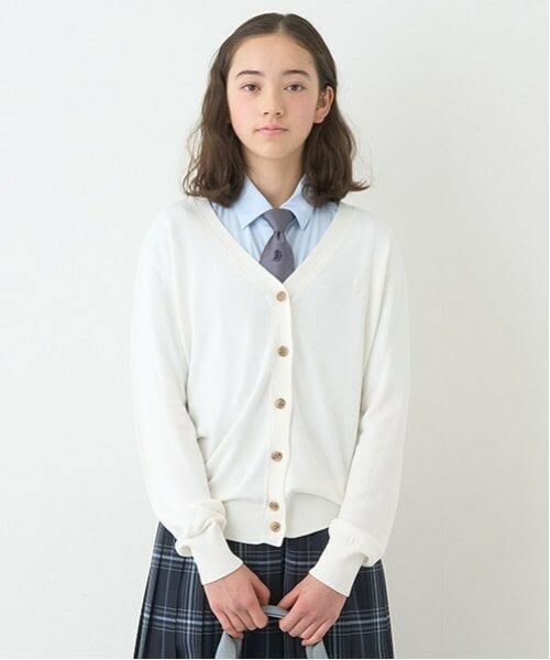 pom ponette junior / ポンポネット ジュニア カーディガン・ボレロ | *【接触冷感・抗菌防臭】Vネックカーディガン（白）