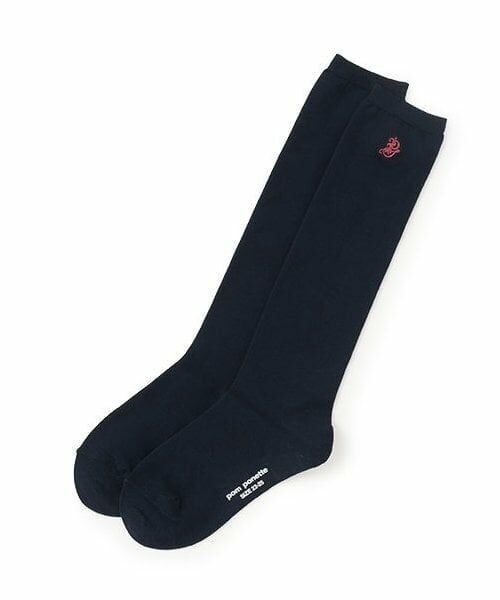 pom ponette junior / ポンポネット ジュニア ソックス | ＊ワンポイント刺しゅうハイソックス（エンジ）