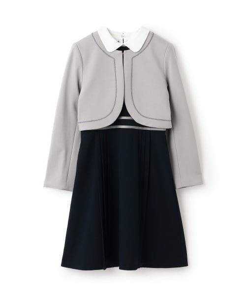 pom ponette junior / ポンポネット ジュニア ドレス | 【卒服】【セットアイテム】ボレロ＋白衿ワンピース（グレー）