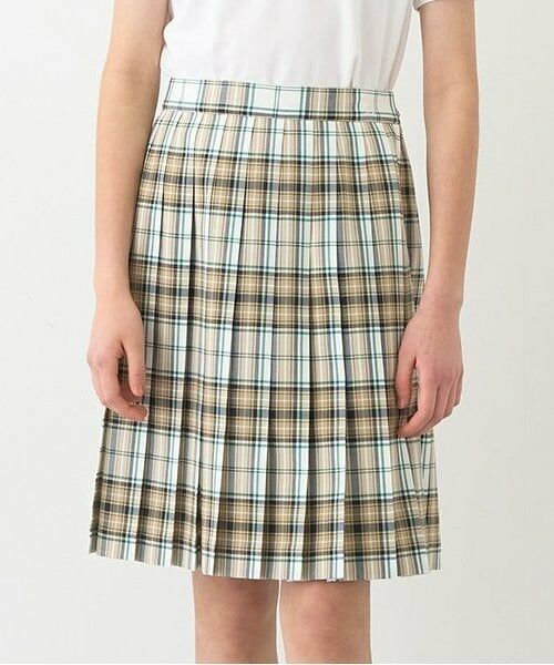 pom ponette junior / ポンポネット ジュニア ミニ・ひざ丈スカート | 【卒服】【家庭洗濯可】24本チェックプリーツスカート（ベージュ）