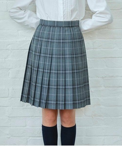 pom ponette junior / ポンポネット ジュニア ミニ・ひざ丈スカート | 【卒服】【家庭洗濯可】24本チェックプリーツスカート（グレー）