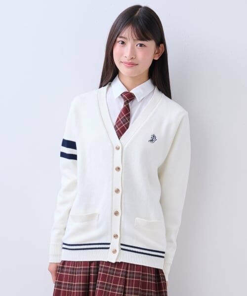 pom ponette junior / ポンポネット ジュニア カーディガン・ボレロ | 【卒服】Vネックラインカーディガン（オフ ホワイト）