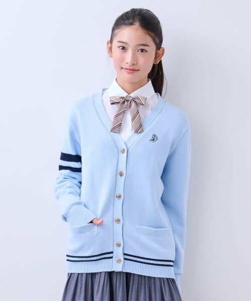 pom ponette junior / ポンポネット ジュニア カーディガン・ボレロ | 【卒服】Vネックラインカーディガン（サックス）