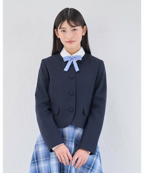pom ponette junior / ポンポネット ジュニア テーラードジャケット | 【卒服】ウールノーカラージャケット（紺）