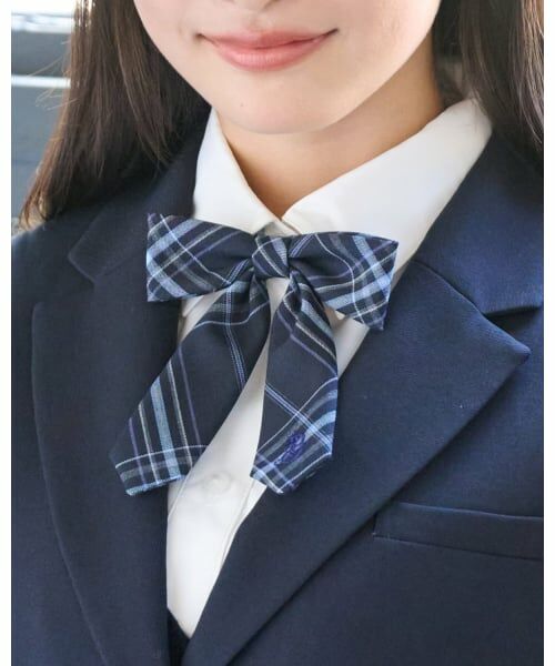 pom ponette junior / ポンポネット ジュニア ネクタイ | 【卒服】チェックリボンタイ（紺）