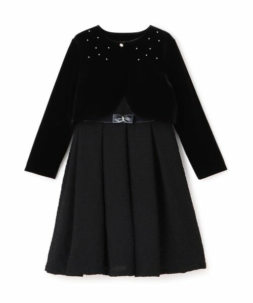 pom ponette junior / ポンポネット ジュニア セットアップ | パニエつきノースリーブドレス×ボレロセット（黒）