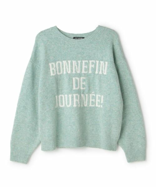 pom ponette junior / ポンポネット ジュニア ニット・セーター | ロゴジャカードニットプルオーバー（エメラルド グリーン）