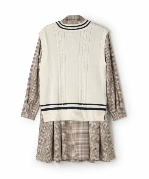 pom ponette junior / ポンポネット ジュニア ミニ丈・ひざ丈ワンピース | ニットベスト＋シャツワンピース | 詳細1
