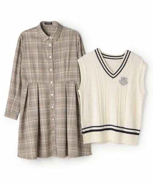 pom ponette junior / ポンポネット ジュニア ミニ丈・ひざ丈ワンピース | ニットベスト＋シャツワンピース | 詳細2