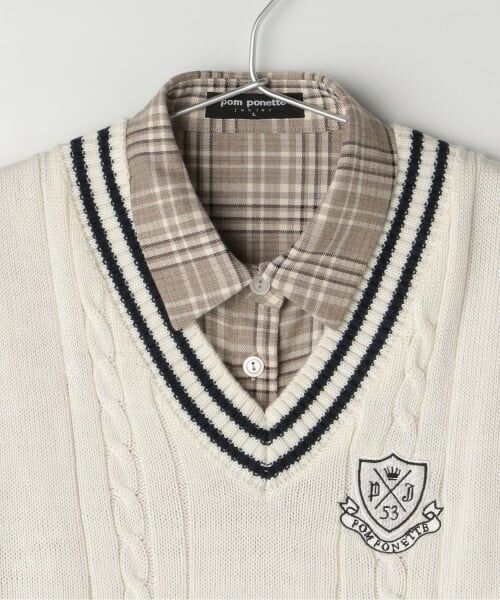 pom ponette junior / ポンポネット ジュニア ミニ丈・ひざ丈ワンピース | ニットベスト＋シャツワンピース | 詳細5