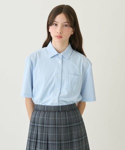 pom ponette junior / ポンポネット ジュニア シャツ・ブラウス | 【UVカット】角衿半袖カットソーシャツ（サックス）