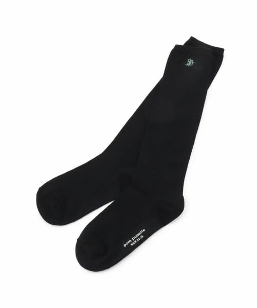 pom ponette junior / ポンポネット ジュニア ソックス | ＊ワンポイント刺しゅうハイソックス（エメラルド グリーン）