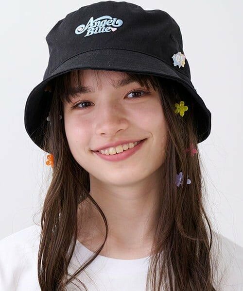 pom ponette junior / ポンポネット ジュニア ハット | ナカムラくんバケットハット(ピンバッジ付き）（黒）