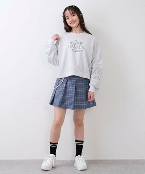 pom ponette junior / ポンポネット ジュニア ショート・ハーフ・半端丈パンツ | チェーン付きプリーツラップキュロット（ブルー）