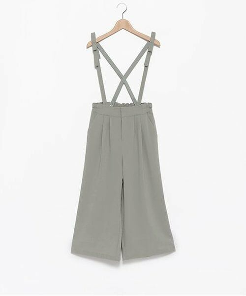 pom ponette junior / ポンポネット ジュニア サロペット・オールインワン | サス付きワイドパンツ（薄カーキ）