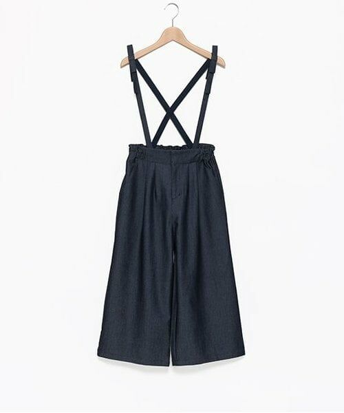 pom ponette junior / ポンポネット ジュニア サロペット・オールインワン | サス付きワイドパンツ（紺）