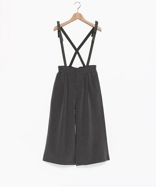 pom ponette junior / ポンポネット ジュニア サロペット・オールインワン | サス付きワイドパンツ（チャコール）