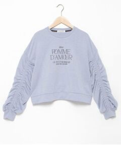 pom ponette junior / ポンポネット ジュニア Tシャツ | ラメミニ裏毛ギャザースリーブトップス