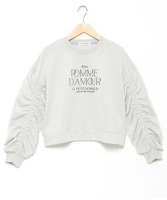 pom ponette junior / ポンポネット ジュニア Tシャツ | ラメミニ裏毛ギャザースリーブトップス