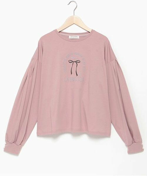 pom ponette junior / ポンポネット ジュニア Tシャツ | リボンモチーフTシャツ（モデレート ピンク）