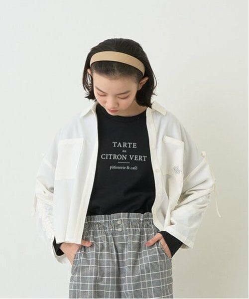 pom ponette junior / ポンポネット ジュニア シャツ・ブラウス | 袖ギャザーシャツ＆Tシャツセット（オフ ホワイト）