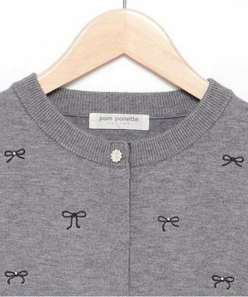 pom ponette junior / ポンポネット ジュニア カーディガン・ボレロ | 総柄リボン刺しゅうニットカーディガン | 詳細2