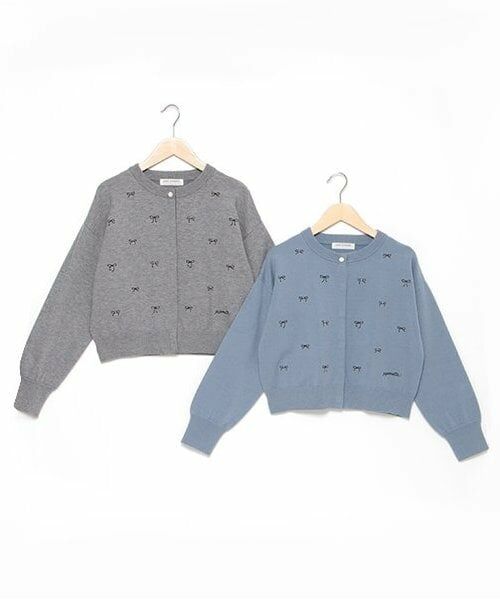 pom ponette junior / ポンポネット ジュニア カーディガン・ボレロ | 総柄リボン刺しゅうニットカーディガン | 詳細8