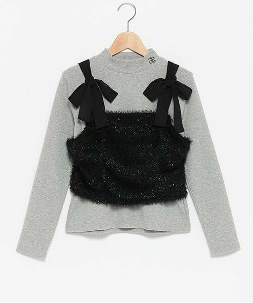 pom ponette junior / ポンポネット ジュニア キャミソール・チューブトップ | シャギーキャミ＋テレコトップスセット（黒）