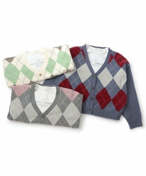 pom ponette junior / ポンポネット ジュニア カーディガン・ボレロ | アーガイルシャギーカーディガンTシャツセット | 詳細13
