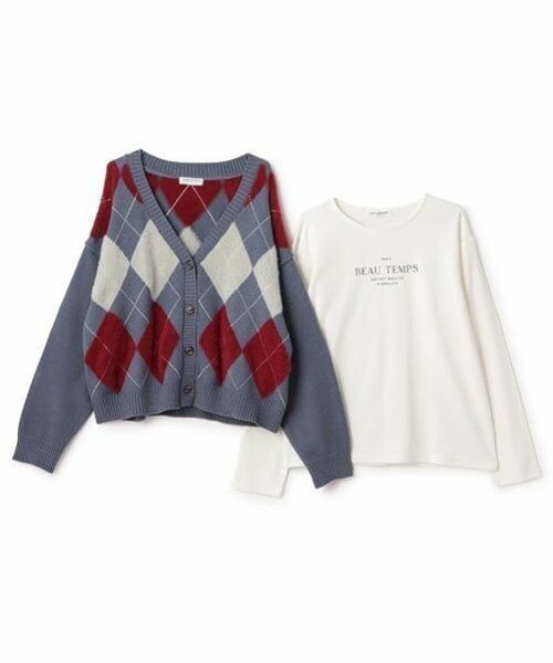 pom ponette junior / ポンポネット ジュニア カーディガン・ボレロ | アーガイルシャギーカーディガンTシャツセット | 詳細5