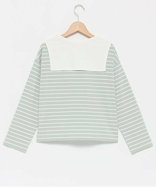 pom ponette junior / ポンポネット ジュニア Tシャツ | セーラー衿ボーダーロンT | 詳細1