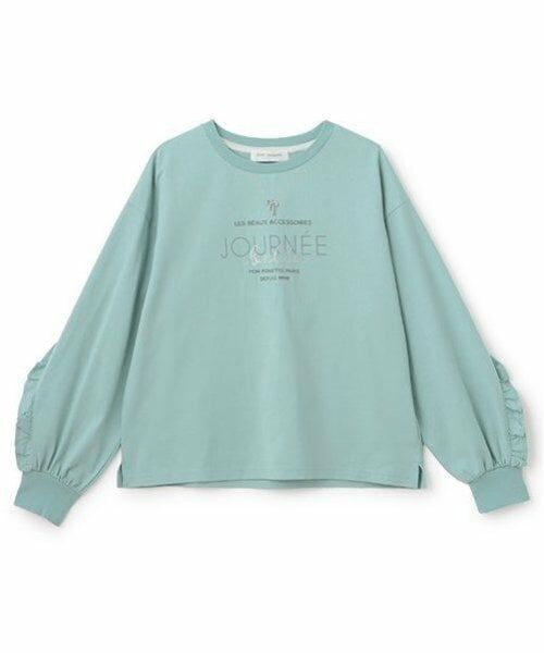 pom ponette junior / ポンポネット ジュニア Tシャツ | フリルネックレスロンTEE(エメラルド グリーン)