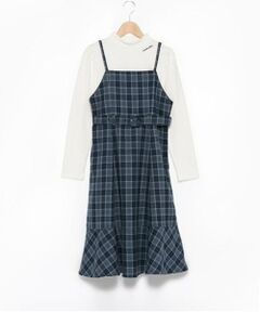 pom ponette junior / ポンポネット ジュニア ミニ丈・ひざ丈ワンピース | キャミワンピ＋パフスリーブトップス