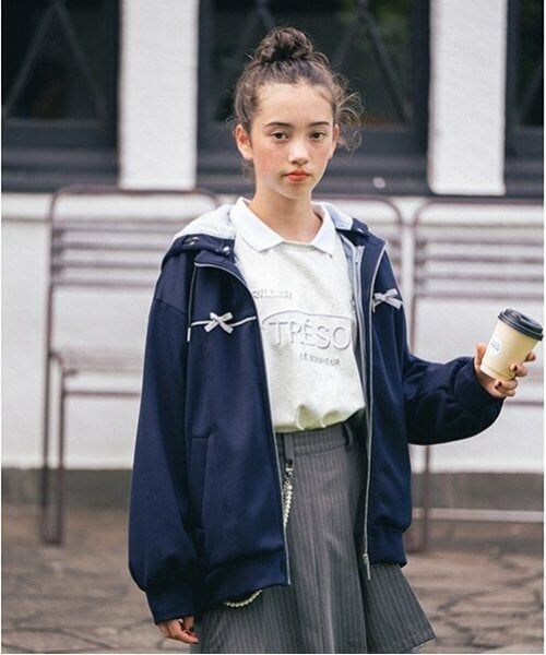 pom ponette junior / ポンポネット ジュニア ブルゾン | 3WAYミニリボンダンボールパーカ | 詳細17