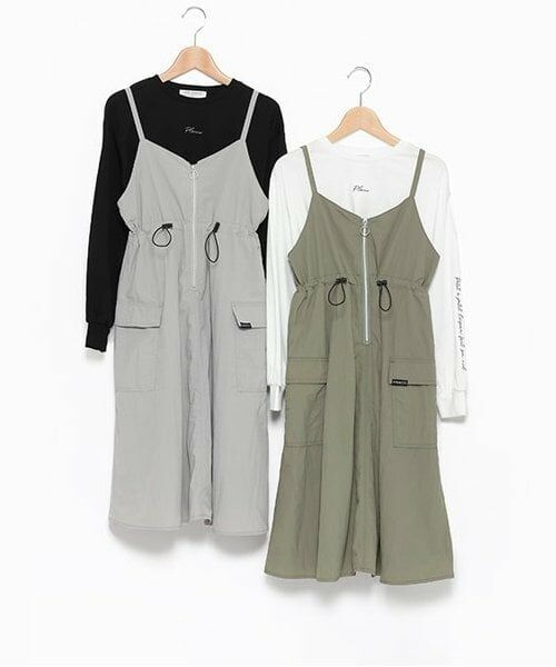 pom ponette junior / ポンポネット ジュニア ミニ丈・ひざ丈ワンピース | カーゴキャミワンピース＆ロンTセット | 詳細19